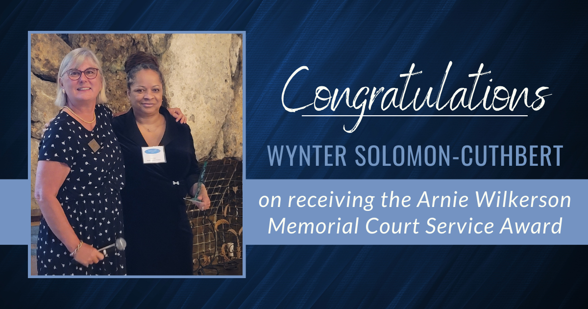 Wynter Solomon-Cuthbert receives the Arnie Wilkerson Memorial Court Service Award