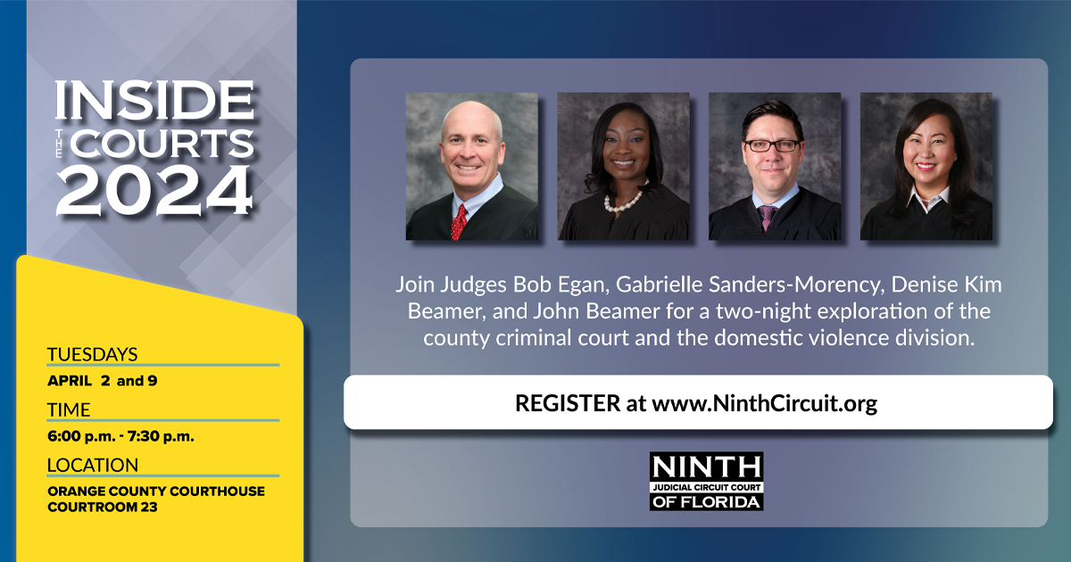 PIctures of judges with information about the 2024 session of Inside the Courts